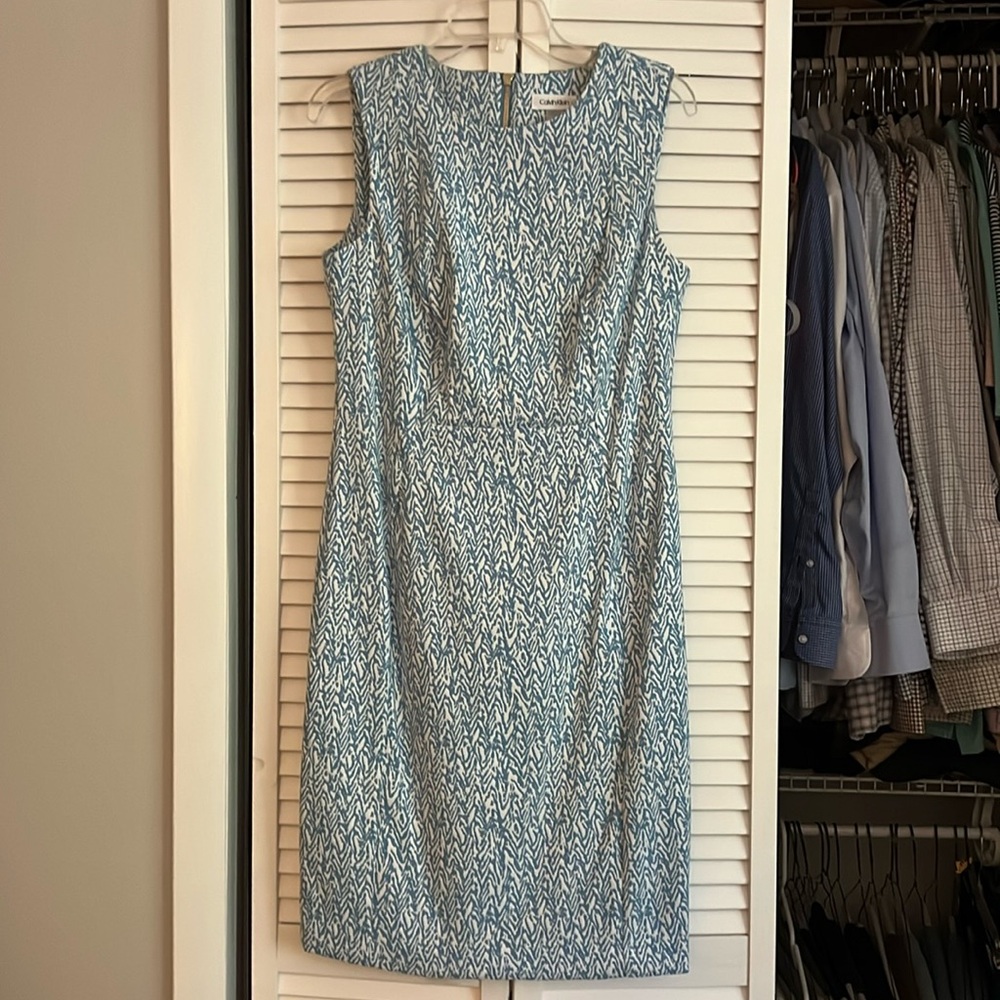 Calvin Klein blue and white dress